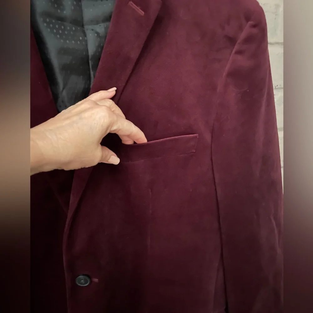 I.N.C. Burgundy Merlot velour blazer L